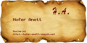 Hofer Anett névjegykártya