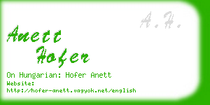 anett hofer business card